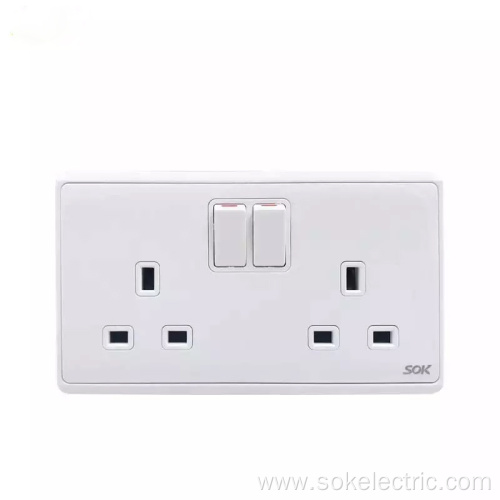 2 Gang Switch 13A BS Power Outlet safety